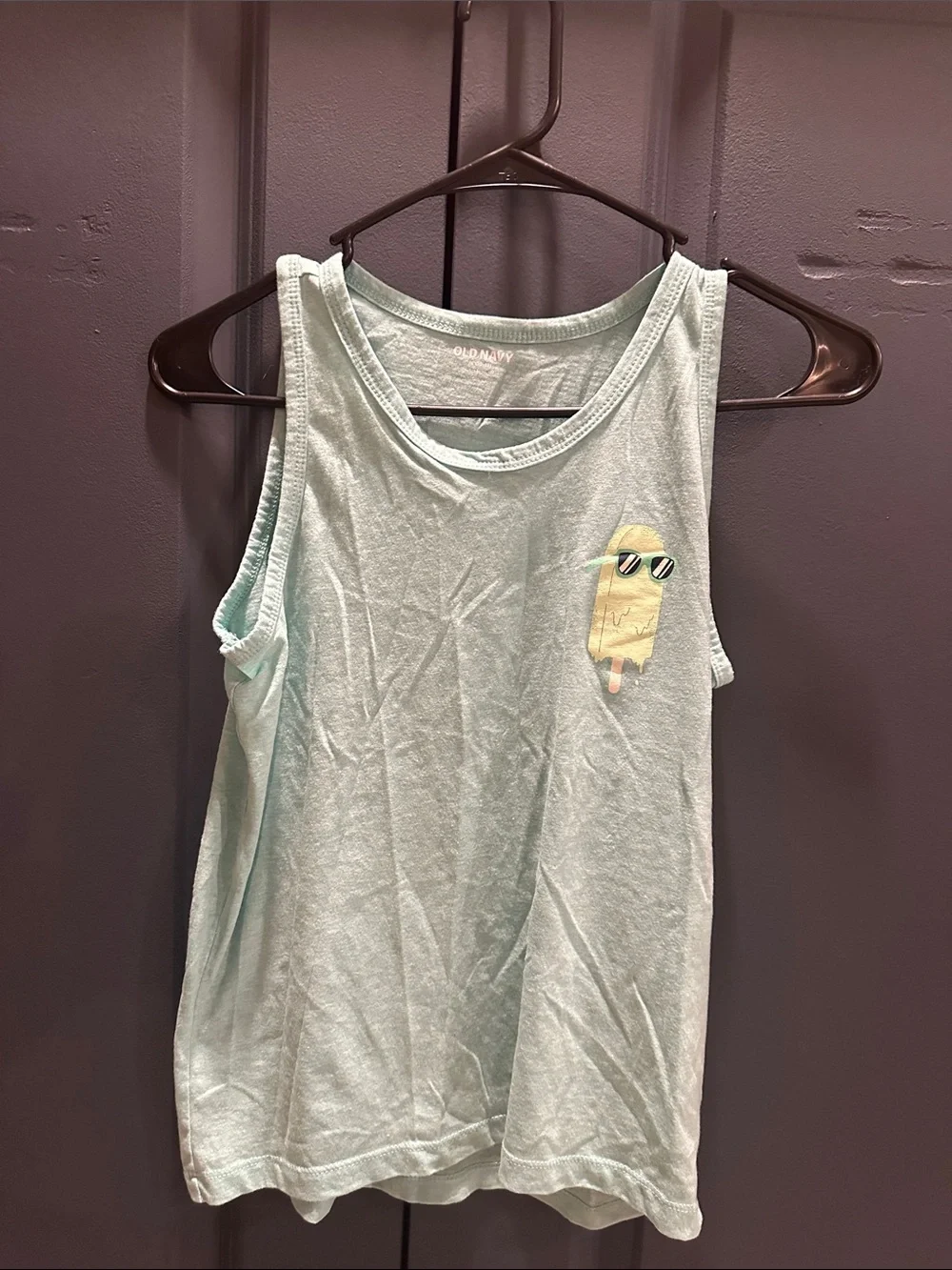 Old Navy Light Mint Green Girls or boys Tank Top with Popsicle Patch
